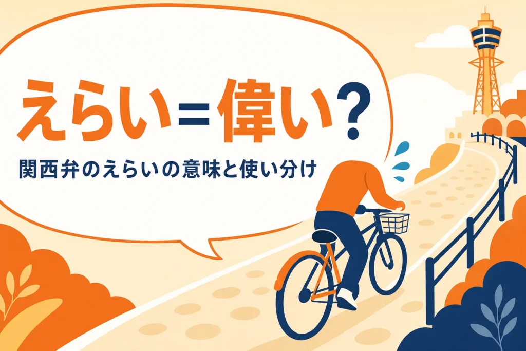 関西弁のえらいの意味を表すアイキャッチ