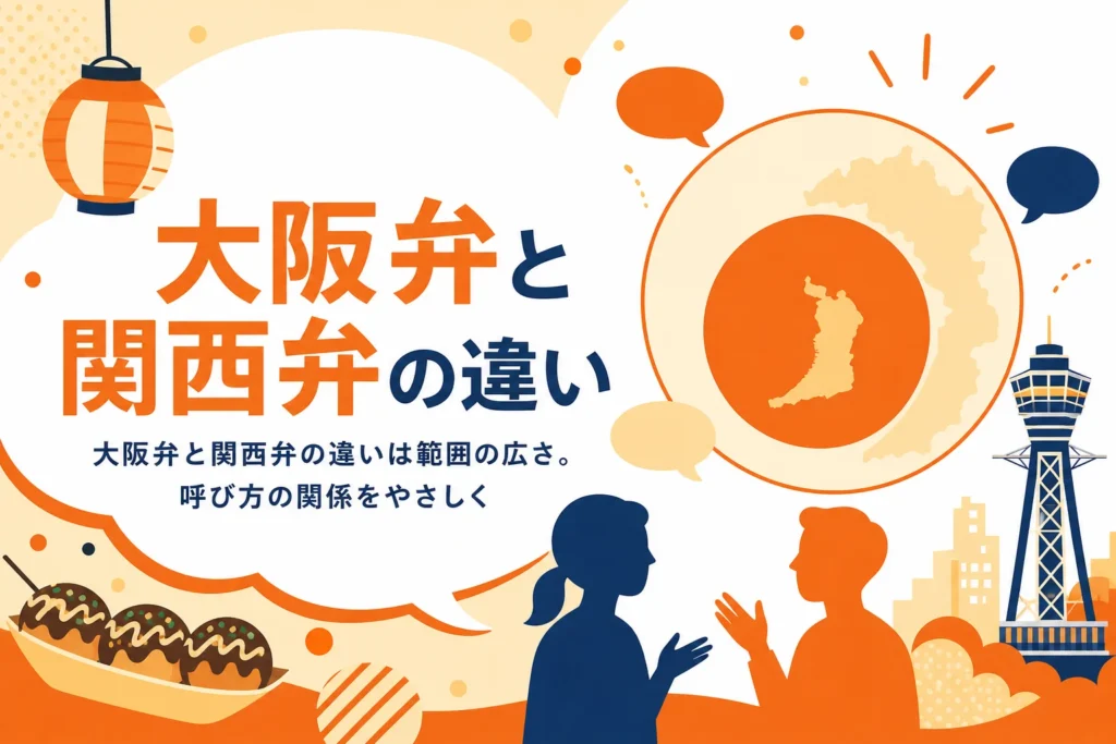 大阪弁と関西弁の違いを紹介する記事のアイキャッチ