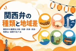 関西弁の種類と地域差を紹介する記事のアイキャッチ
